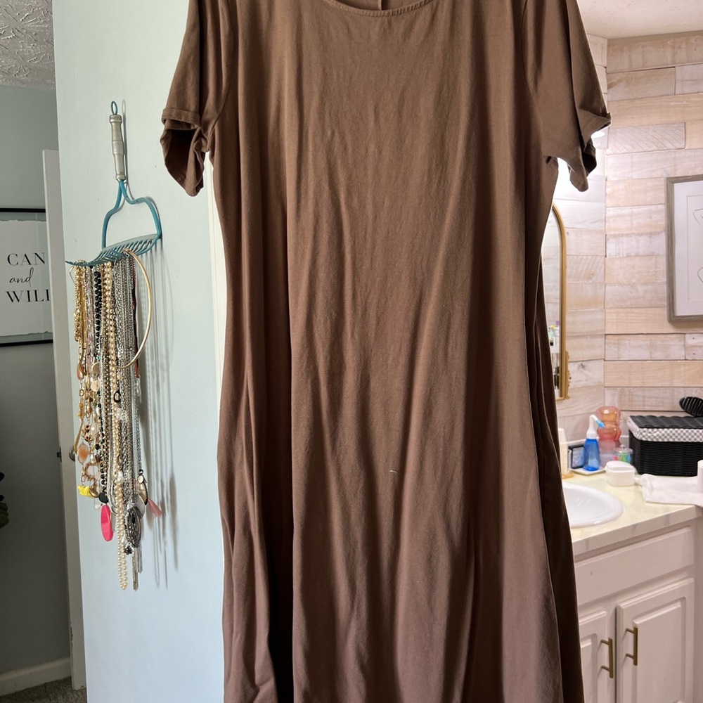 Brown Casual T-Shirt Dress